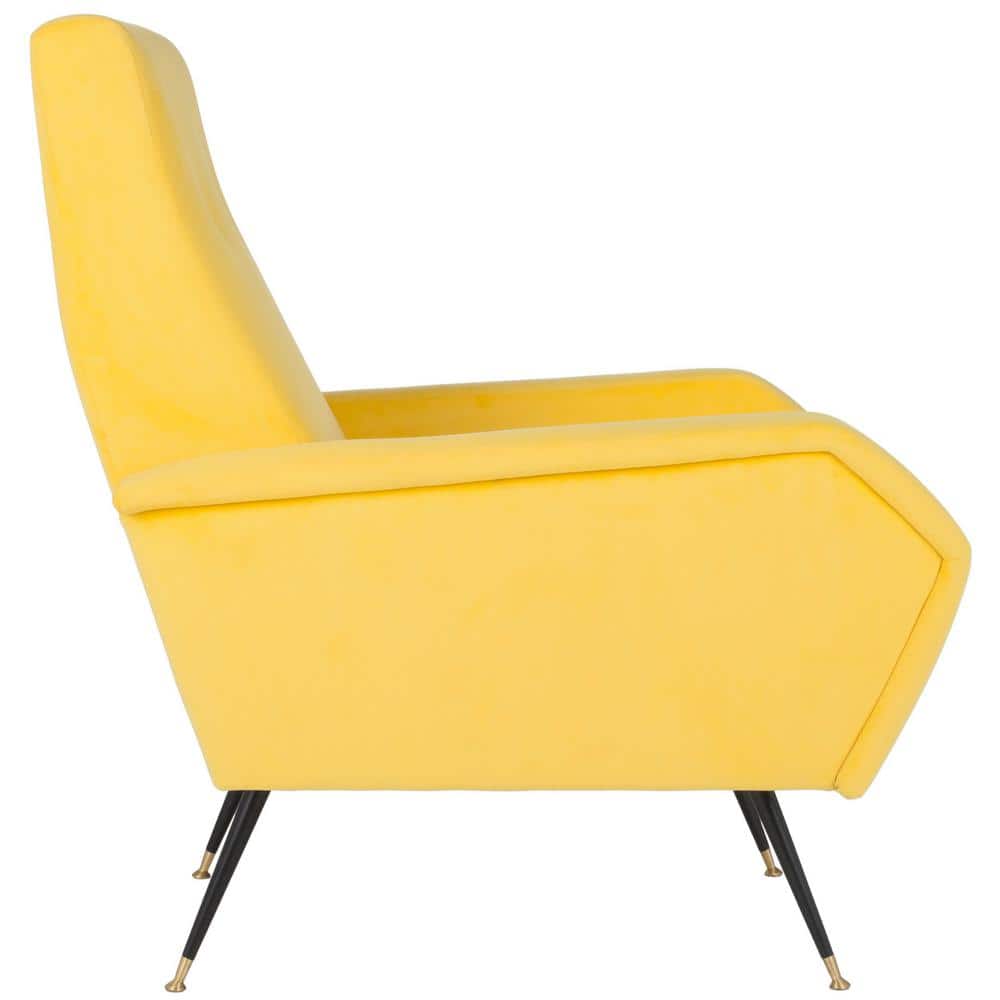 Aida Yellow Velvet Mid-Century Modern Accent Chair