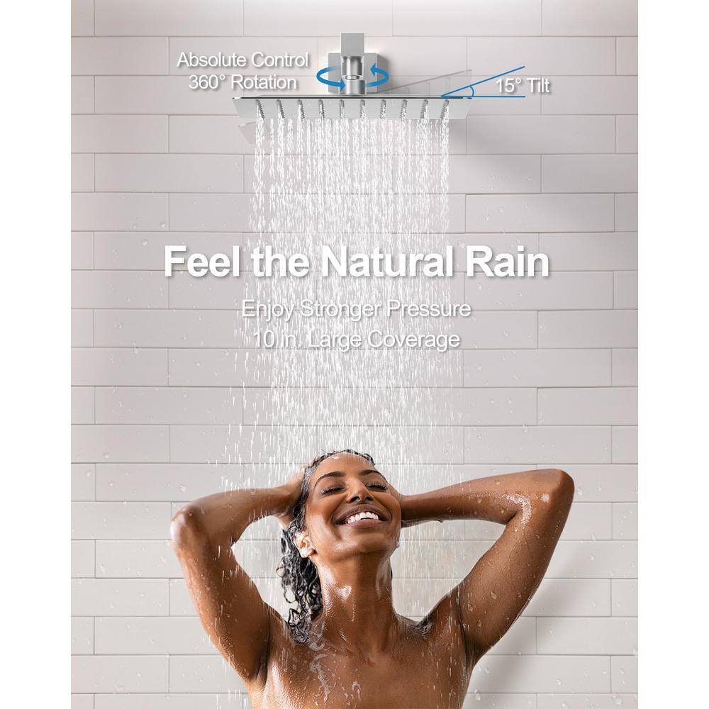 Nickel Wall Mounted Adjustable Rain Shower System with Handheld