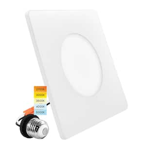 3-4 in. Square Integrated LED Flush Mount and Recessed Light, 7.5-Watt, 5CCT, 650LM, Dimmable, J-Box or 4 in. Housing