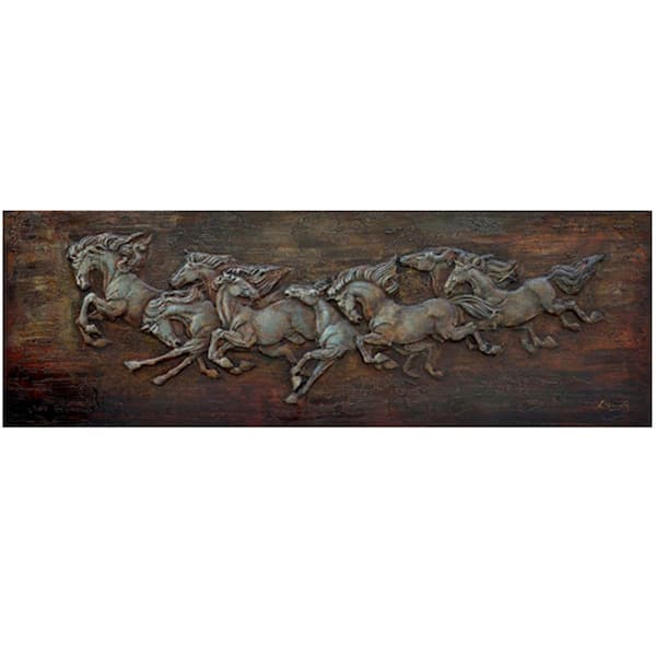 Yosemite Home Decor 24 in. x 71 in. "Horse Soldiers" Hand Painted Canvas Wall Art