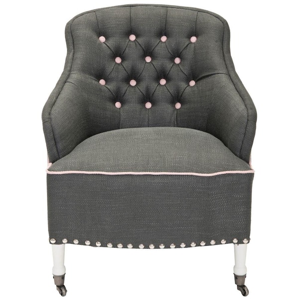 Safavieh Paisley Charcoal & Pink Cotton Blend Arm Chair
