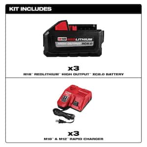 M18 18-Volt Lithium-Ion HIGH OUTPUT Starter Kit with (3) XC 8.0Ah Batteries and (3) Rapid Chargers
