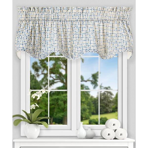 Unbranded Davins 17 in. L Cotton Lined Scallop Valance in Blue