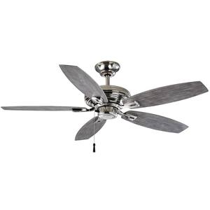 North Pond 52 in. Indoor/Outdoor Polished Nickel Ceiling Fan with Downrod and Reversible Motor; Light Kit Adaptable