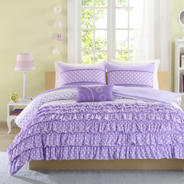 Mi Zone Ellen 4 Piece Purple Full Queen, Purple Bed In A Bag Queen Size