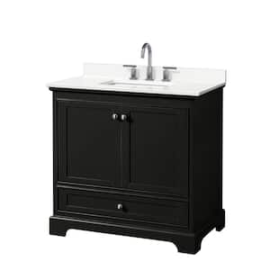 Deborah 36 in. W x 22 in. D x 35 in. H Single Bath Vanity in Dark Espresso with White Quartz Top