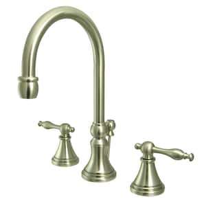 Governor 8 in. Widespread 2-Handle Bathroom Faucets with Brass Pop-Up in Brushed Nickel