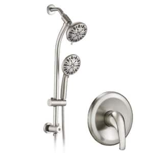 Drill Free 7-Spray Patterns with 1.8 GPM 5 in. Shower Head and Handheld Shower in Brushed Nickel