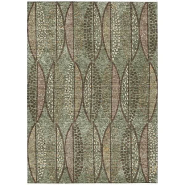 Chantille Machine Washable Indoor/Outdoor Abstract ACN2711 Olive 8 ft. x 10 ft. Area Rug