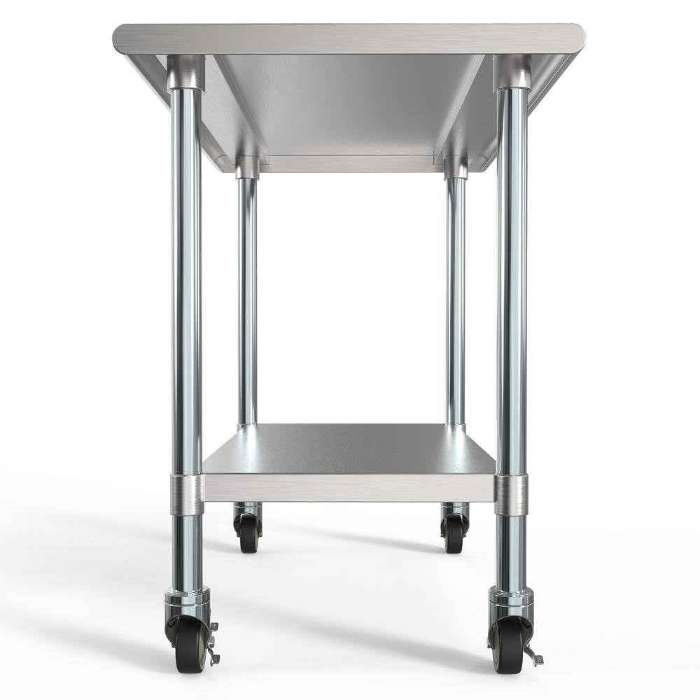 36" Stainless Steel Height-Adjustable Workbench with Wheels