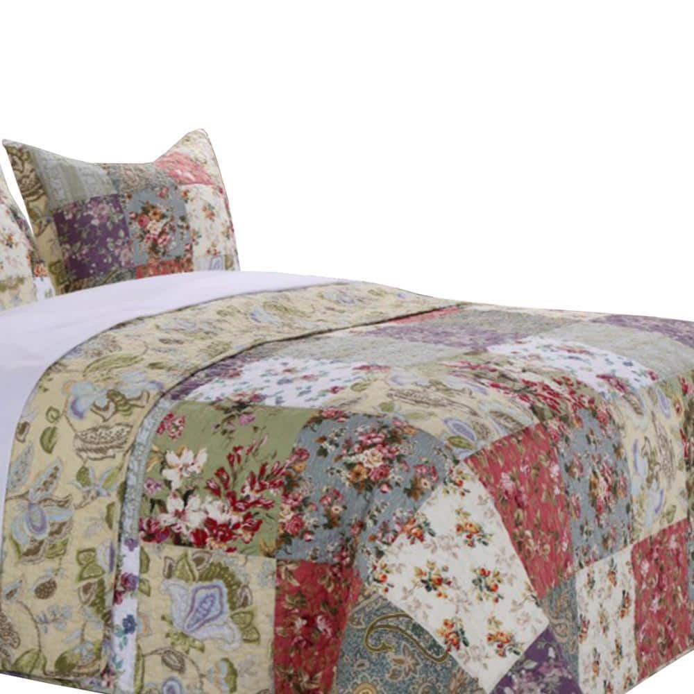 Eiger Multicolor Jacobean Print Microfiber Queen Quilt Set