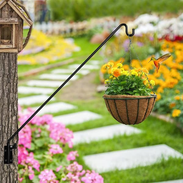 .N/A 43 in. Extended Adjustable Reach Wall Mounted Deck Hook Wall Pole for Bird Feeders, Lanterns, Wind Chimes (2-Pack)