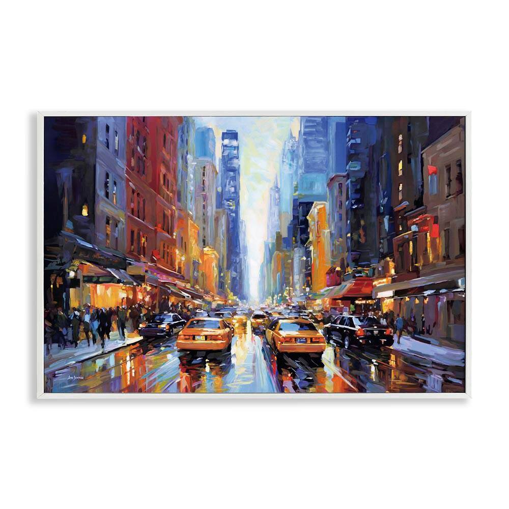 City Traffic in Rain by Leon Devenice White Framed Abstract Giclee Art Print 20 in. x 30 in. price history on PriceWatchPro