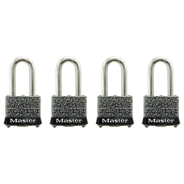 Master Lock Outdoor Padlock with Key, 1-9/16 in. Wide, 1-1/2 in. Shackle, 4 Pack