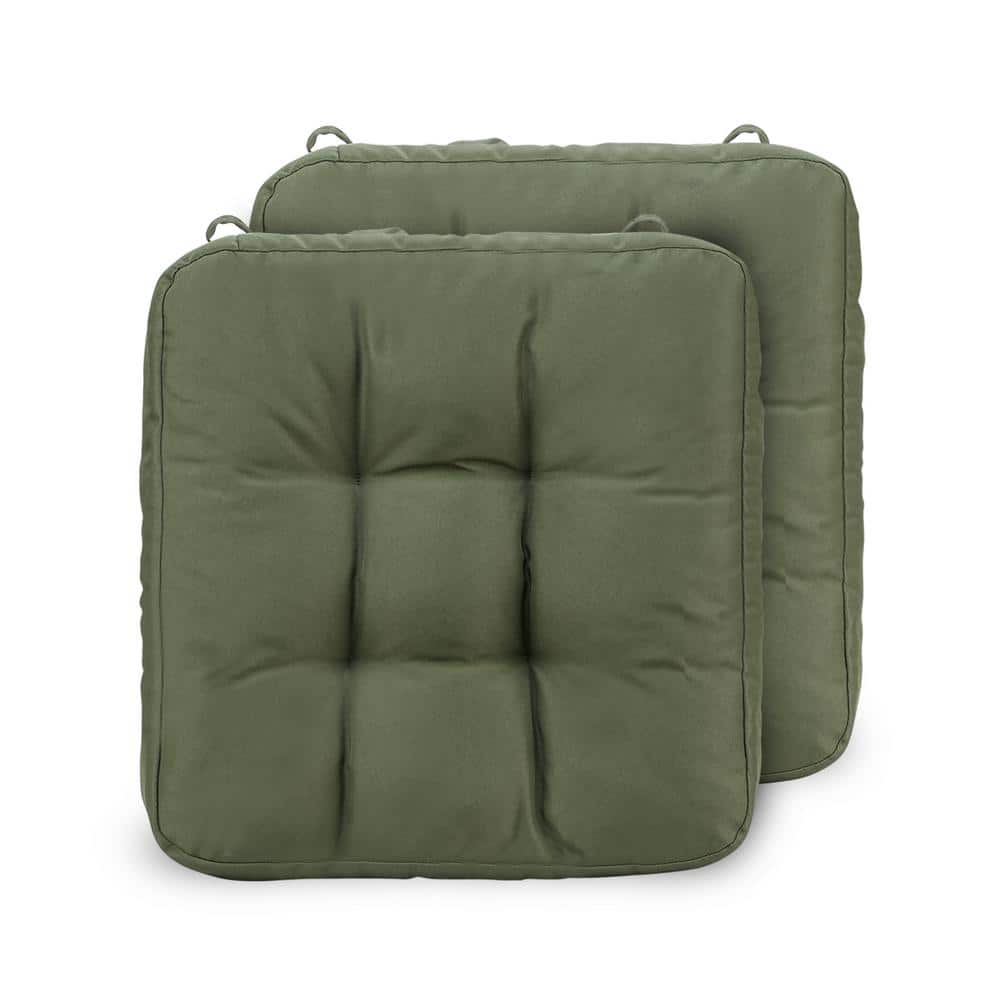 2-Piece 16.5 x 3.5 Dark Green Outdoor Lounge Chair Cushion in Seat Back Cus