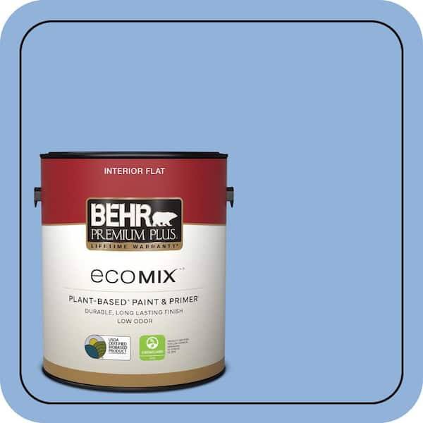 1 gal. #580B-5 Cornflower Blue Flat EcoMix Plant-Based Interior Paint & Primer