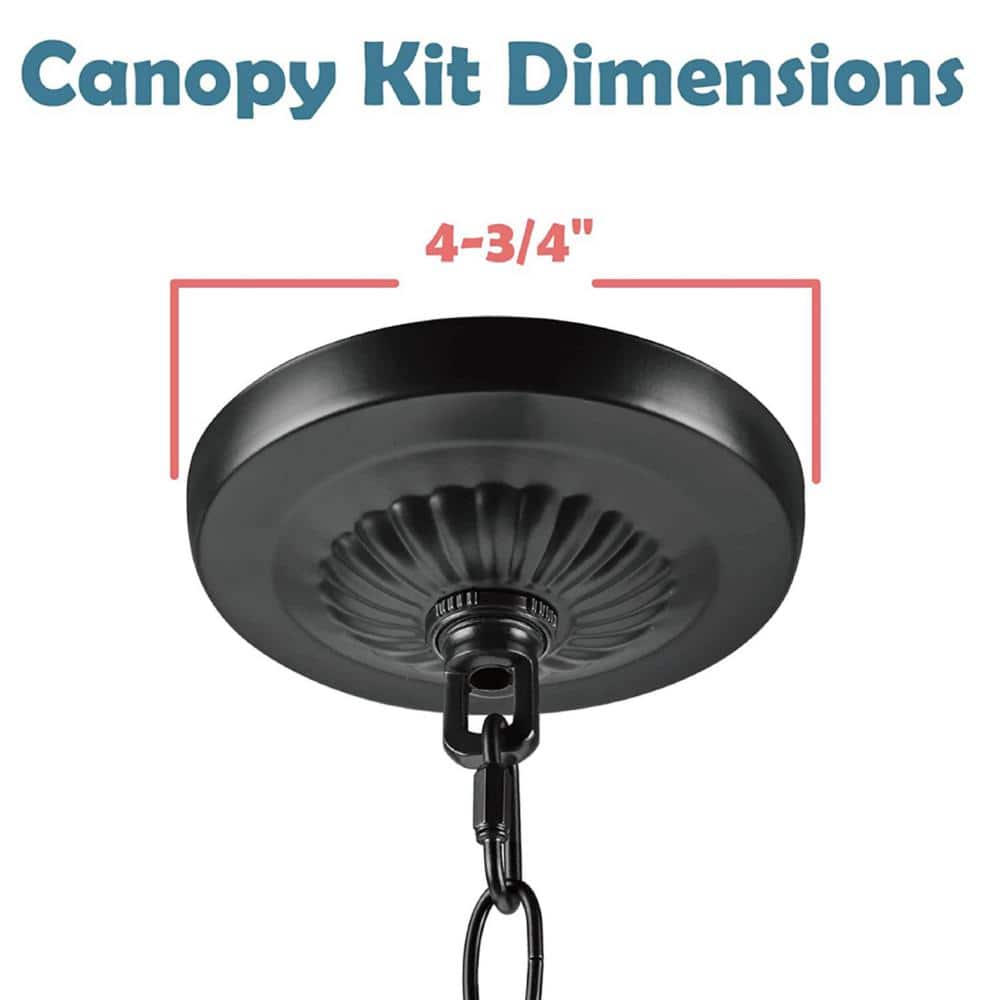 Matte Black 4-3/4" Chandelier Fixture Canopy Kit with Chain