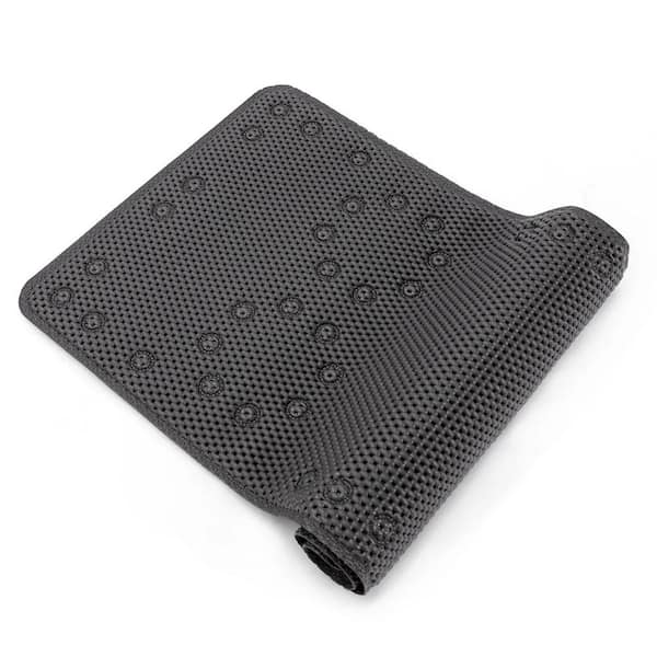 J&V TEXTILES Mint Home 36 in. x 17 in. Non Skid Double Foam Bath Mat With 58 Suction Cups in Black