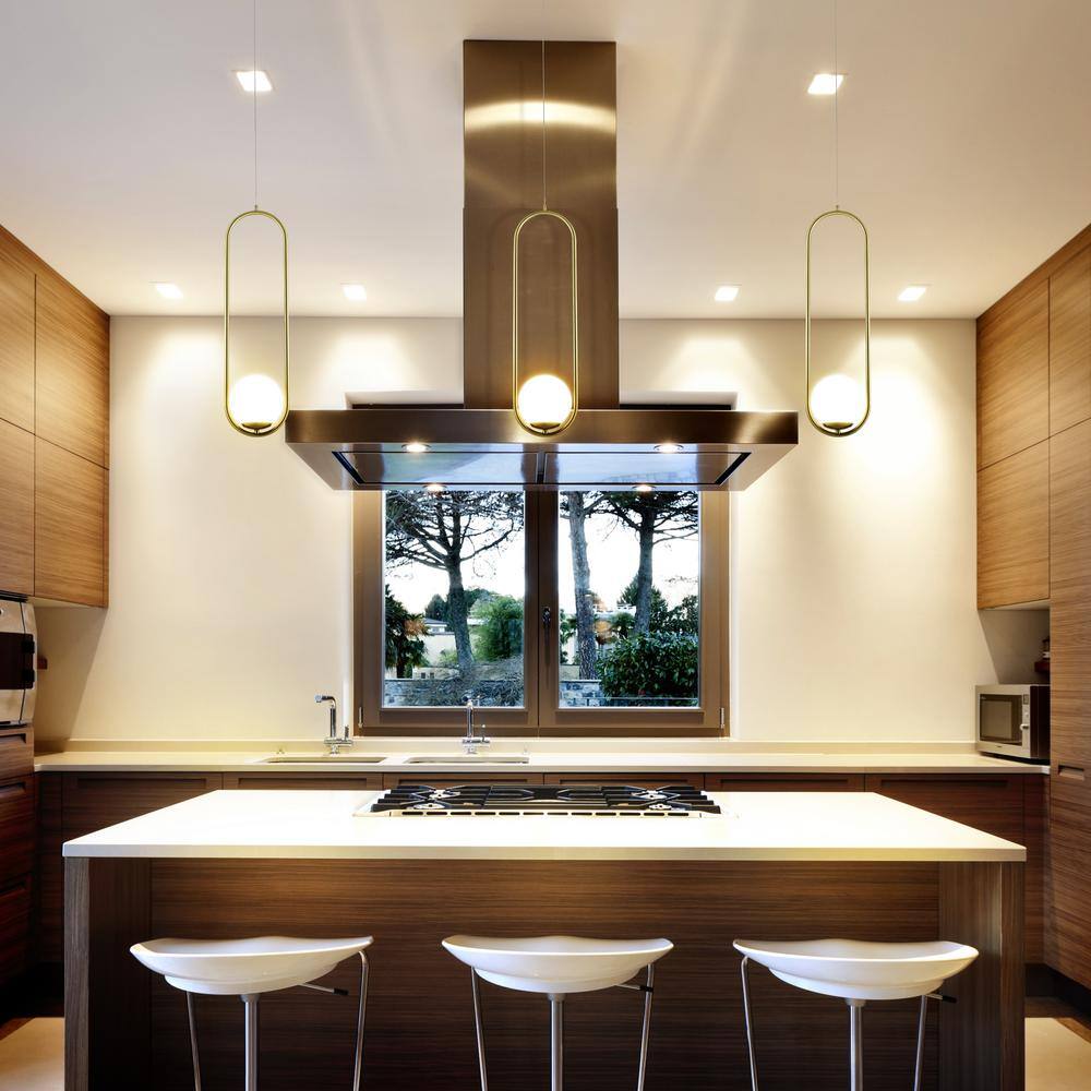 Capri Contemporary 84'' Adjustable Antique Brass LED Pendant with Glass Shade