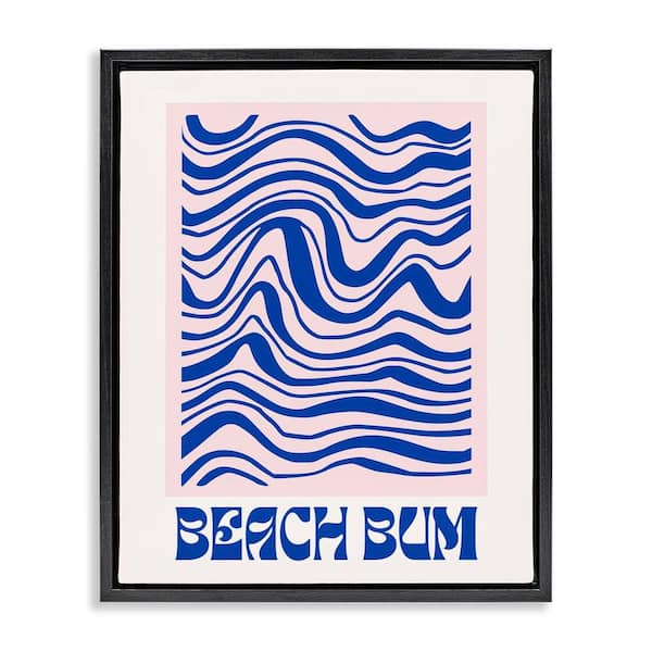 Stupell Industries Beach Bum Abstract Waves by House of Lulu Black Floater Frame Typography Graphic Art Print 21 in. x 17 in.
