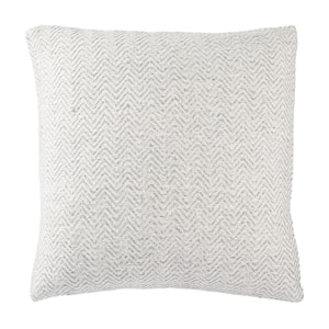 Amblin White/ Gray Chevron Down Throw Pillow 22 inch