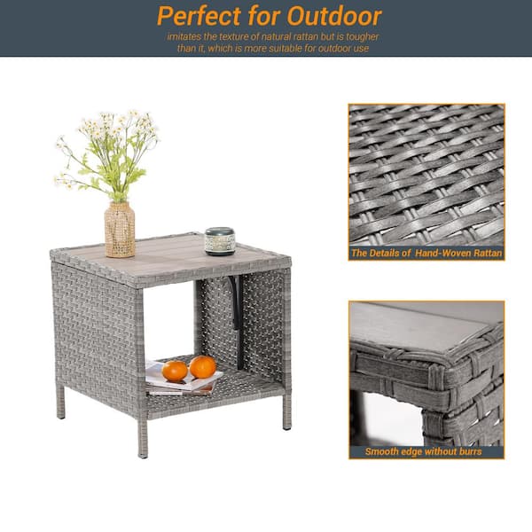 JOYESERY Patio HIPS Side Table, Square Coffee Table, Outdoor