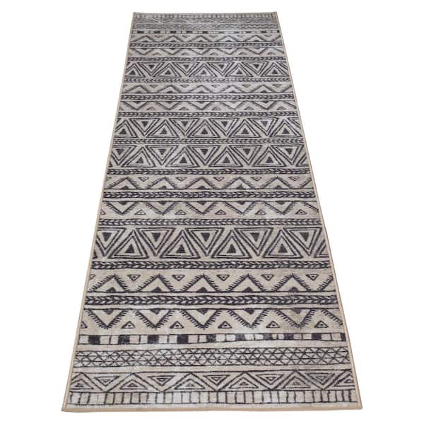 Ottomanson Ottohome Collection Non-Slip Rubberback Abstract Boho 3x10 Indoor Runner Rug, 2 ft. 7 in. x 9 ft. 10 in., Camel