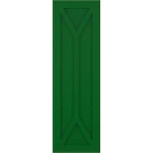 12 in. x 42 in. PVC True Fit San Carlos Mission Style Fixed Mount Flat Panel Shutters Pair in Viridian Green