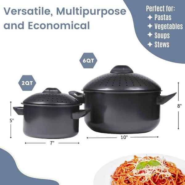 Ovente 4.8 Quart Stovetop Stainless Steel Pasta Pot with Strainer Lid & Locking