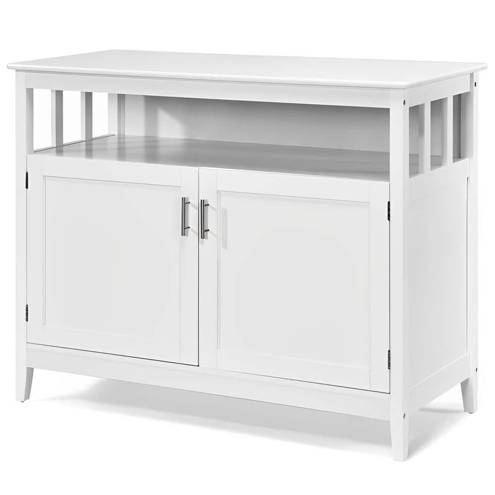 White Wood 45 in. Kitchen Island Kitchen Lockers with Large Storage Space