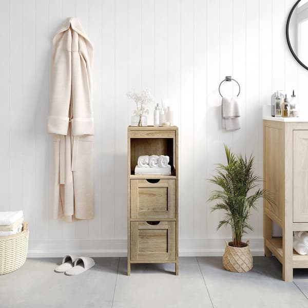 Dune 12 in. W x 12 in. D x 34 in. H Engineered Wood Linen Freestanding Linen Cabinet in Brown