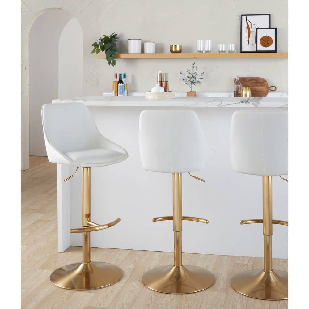 Diana Gold Metal and White Faux Leather Adjustable Barstool (Set of 2) price history on PriceWatchPro