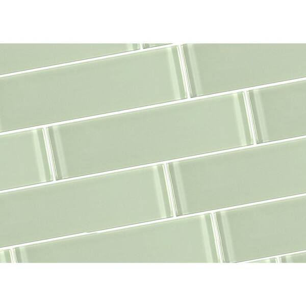 Glossy Glass Wall Tile, Green Glass Tile Backsplash Home Depot