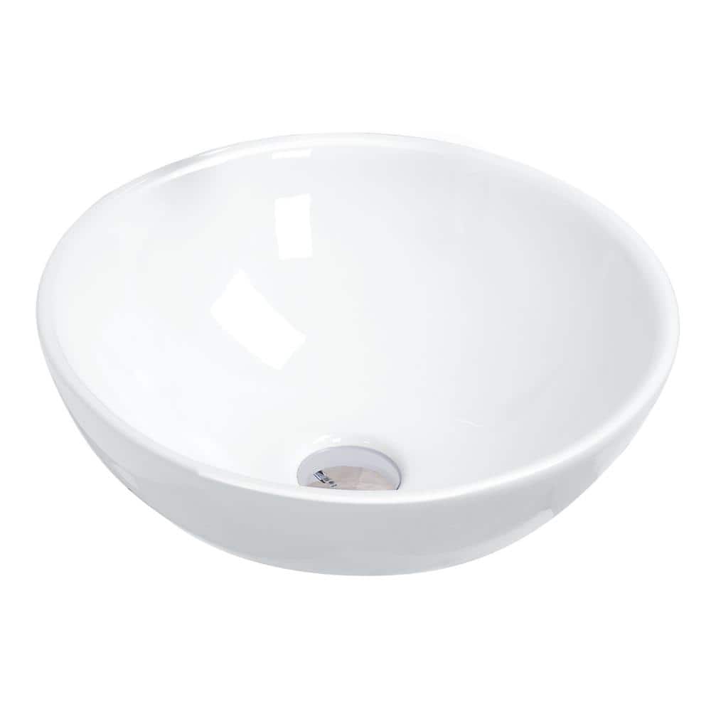 Valera 15.5" White Ceramic Round Vessel Bathroom Sink