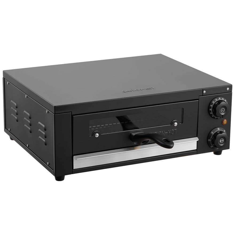Electric Pizza Oven, 12 in. Electric Countertop Pizza Oven, 1450W Indoor Pizzas Maker w/Timing and Temp Control, Black