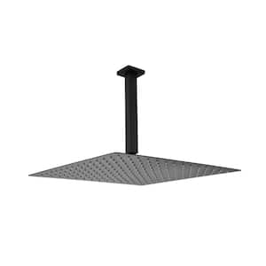1-Spray Patterns with 2.5 GPM 22.6 in Ceiling Mount Rain Fixed shower Head in Matte Black