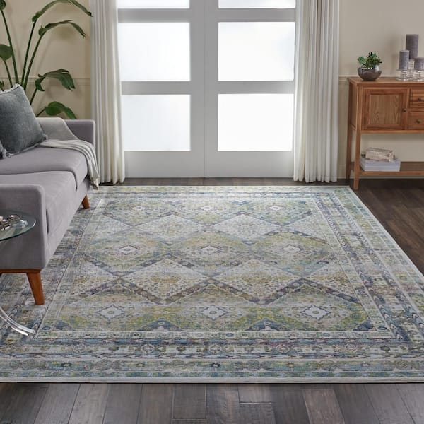 Global Vintage Blue/Green 9 ft. x 12 ft. Oriental Traditional Area Rug