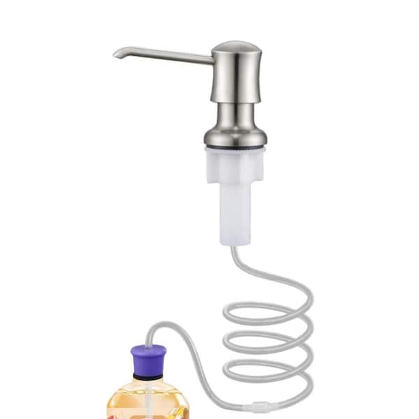 Sink Soap Dispenser with 40 in. Silicone Extension Tube Kit for Kitchen Sink, Connect to Soap Bottle Directly, Nickel