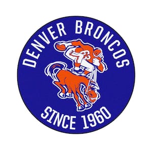 Blue 2 ft. 3 in. Round Denver Broncos Vintage Area Rug