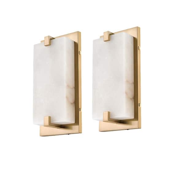 panish Marble 12.6 in. 1 Light Black LED Vanity Light with Dimmable Feature 2 PK