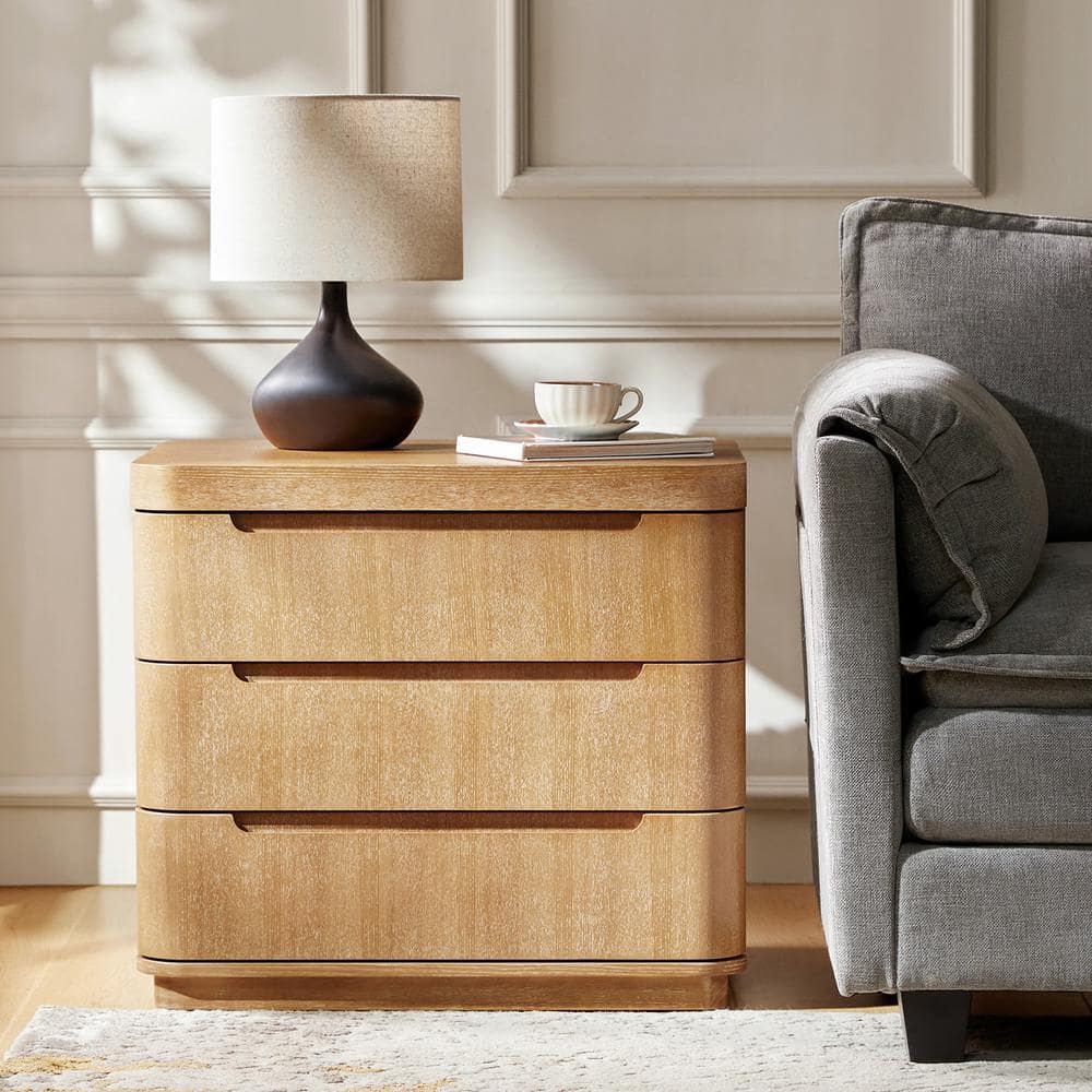 Romilda Seadrift Brown 3-Drawer 26.5 in. W Nightstand