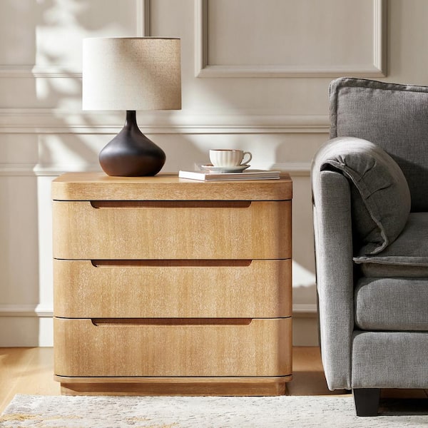 JAYDEN CREATION Romilda Seadrift Brown 3-Drawer 26.5 in. W Nightstand