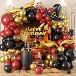 Burgundy Black Gold Latex Balloon Garland Arch Kit for Parties
