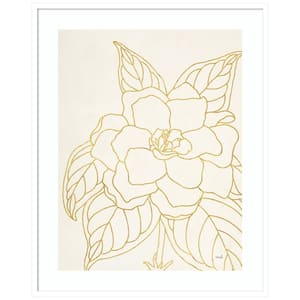 Gold Gardenia Line Drawing by Moira Hershey 1-Piece Framed Giclee Abstract Art Print 41 in. x 33 in.