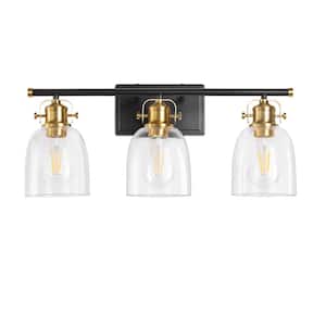 23 in. 3-Light Black Vanity Light Bathroom Light Fixture Dimmable Sconces Wall Lighting