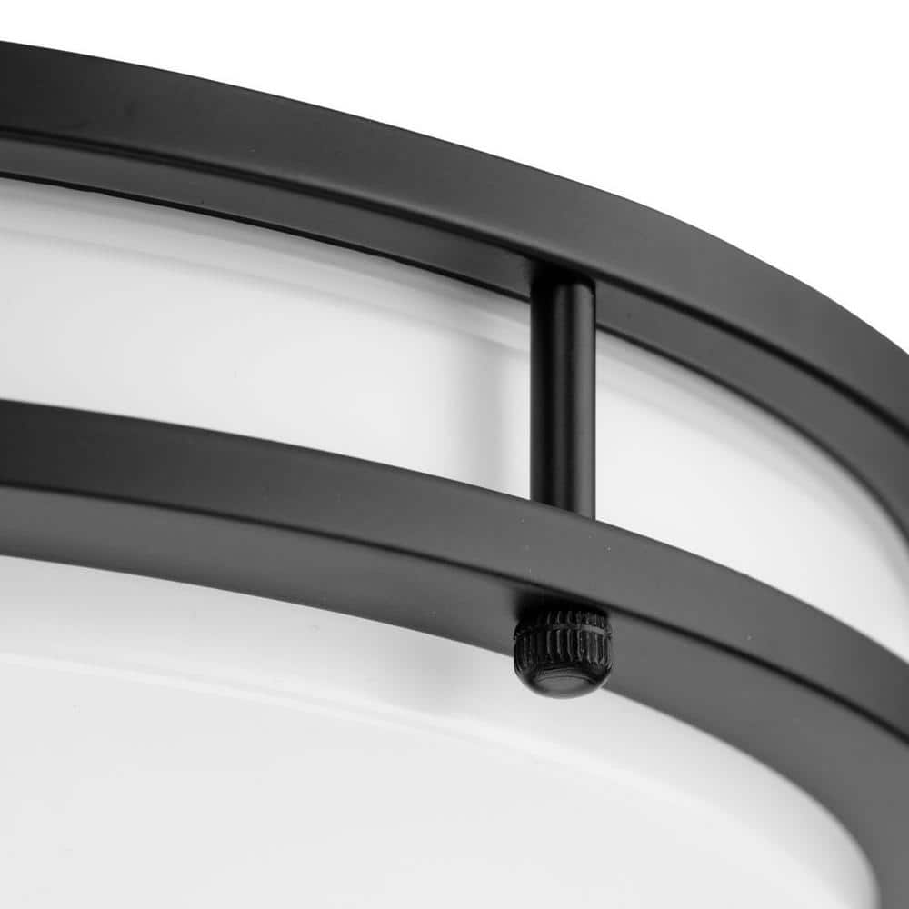 Abide 14" Matte Black and Nickel LED Flush Mount Light