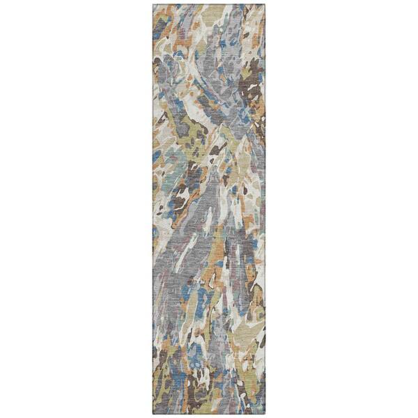 Chantille Machine Washable Indoor/Outdoor Abstract ACN2441 Gray 2 ft. x 7 ft. Runner Rug