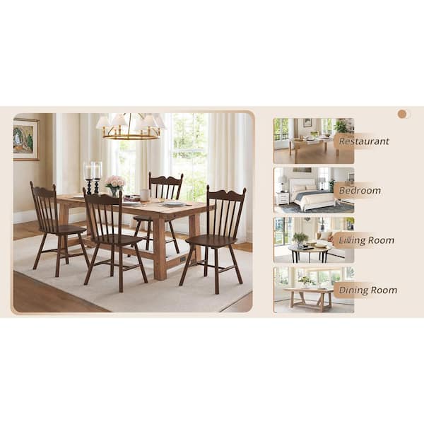 OrangeOne 17 in. Walnut Classic Windsor Dining Farmhouse Chair