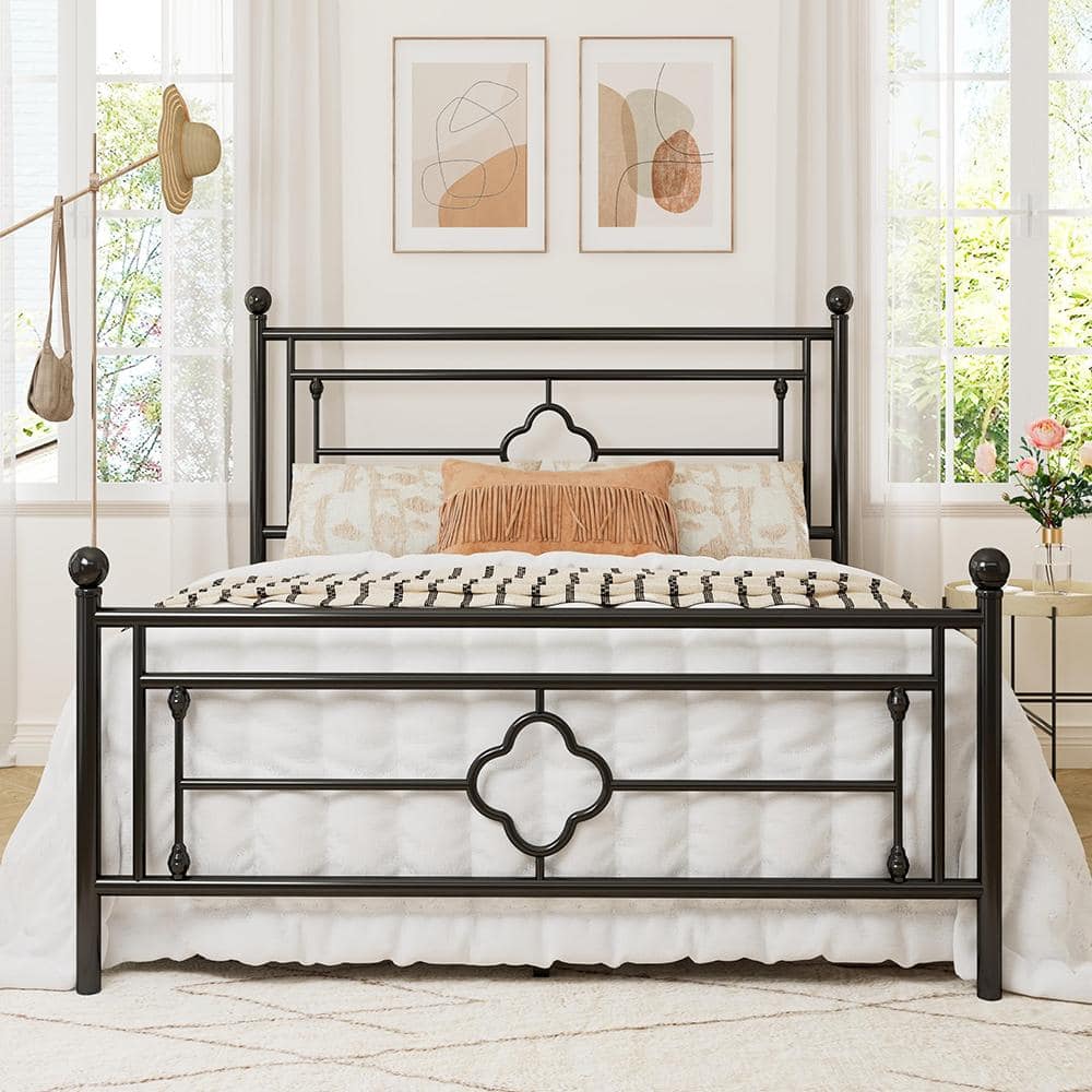 14 in. Tall Black Metal Full Size Platform Bed Frame with Headboard price history on PriceWatchPro