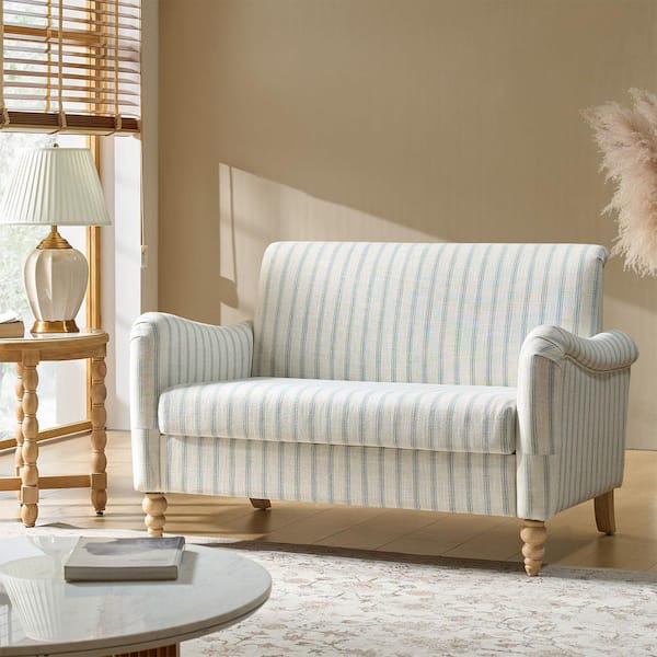 JAYDEN CREATION Ahlea Blue 51 in. W Farmhouse 2 Seats Polyester
